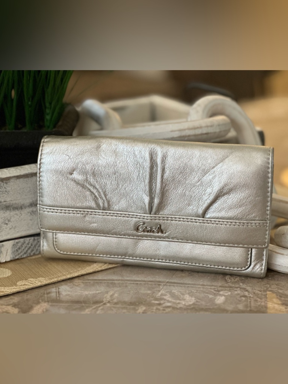 Coach Metallic Pearl Leather Wallet